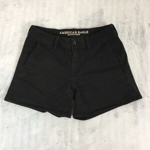 American Eagle Midi Shorts Womens 4 Super Stretch X Black Hemmed Jean Shorts